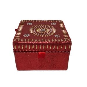 World Market Marcella Jewelry Box Red Gold Lacquer